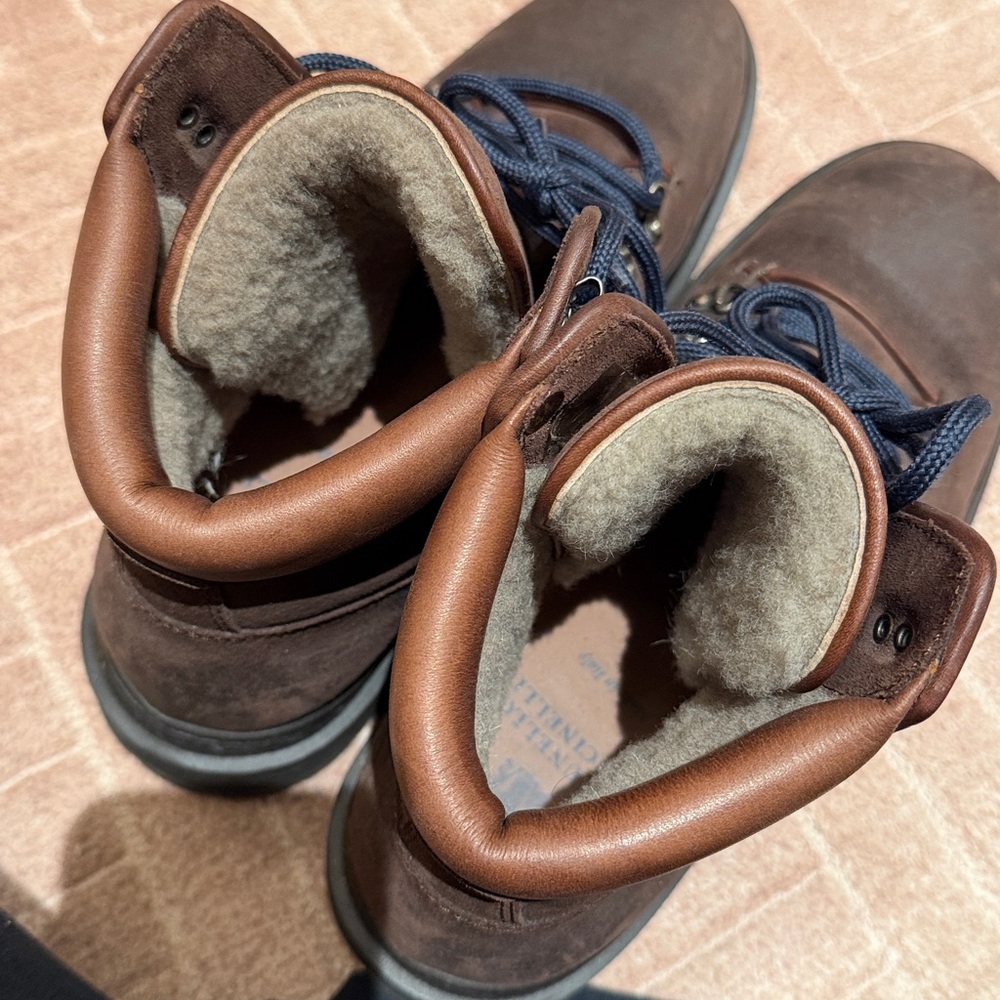 Brunello Cuccinelli Men's Brown Leather Hiking Boots - Picture 3 of 3